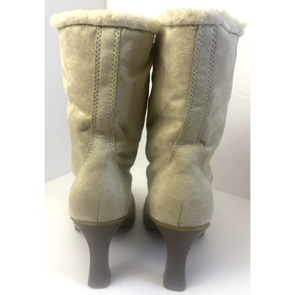 Arizona Jeans Co. Suede Beige Winter Com Boots 3 3/4" Heel Fashion Truffle - Picture 4 of 11